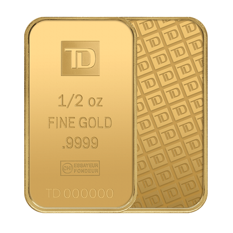 Buy 1/2 oz TD Gold Bar Secure Storage Price in Canada TD Precious